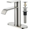 thumbnail image 1 of Bathroom Faucet 1 Hole, Brushed Nickel Bathroom Sink Faucet with  Pop-up Drain  Lines and Deck, Modern Waterfall Bathroom Faucets Single Handle, JJL-MP-7001BN, 1 of 9