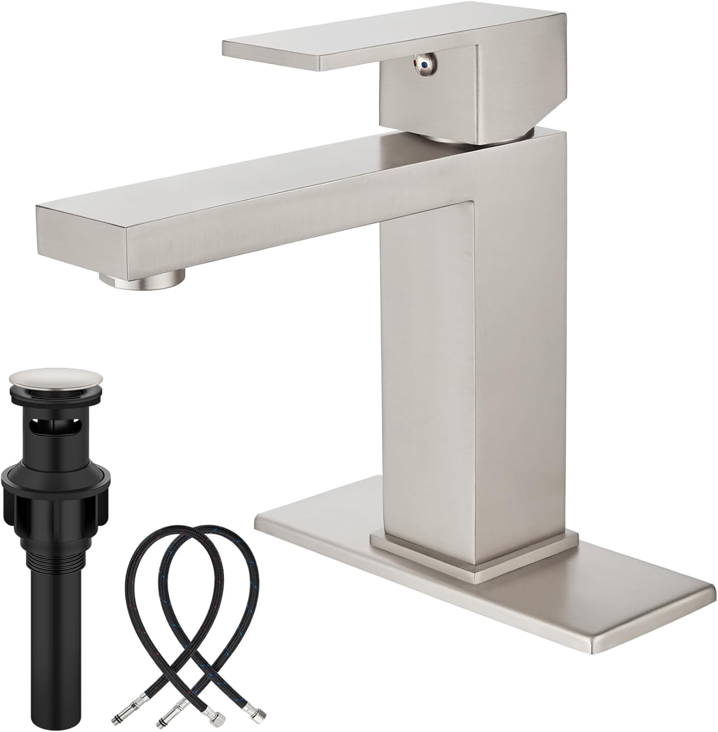 Bathroom Faucet 1 Hole, Single Handle Stainless Steel Bathroom Sink ...