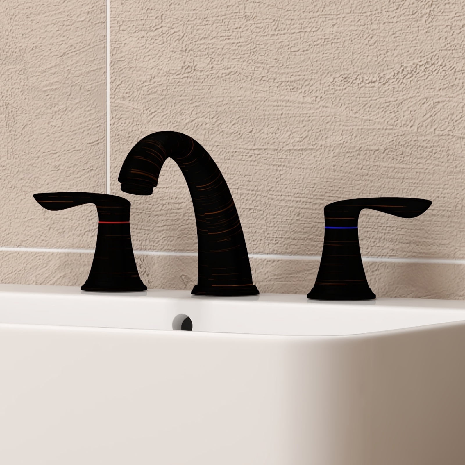 Bathroom Faucet 3 Hole, 8" Widespread Bathroom Faucets for Sink 3 Hole Brushed Nickel with Pop-Up Drain, CUPC Hose Water Supply Lines-Oil Rubbed Bronze (2pcs)