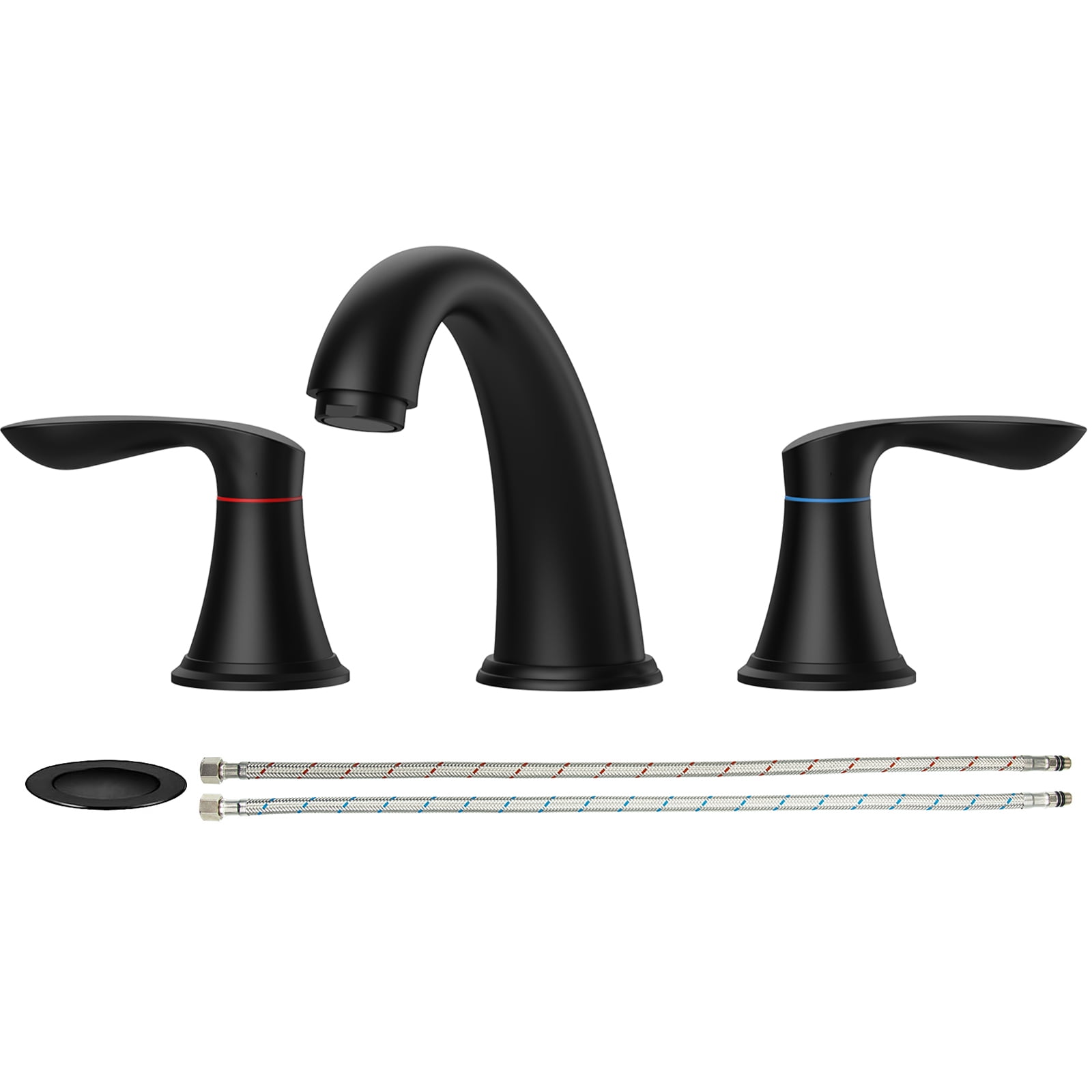 Bathroom Faucet 3 Hole, 8" Widespread Bathroom Faucets for Sink 3 Hole Brushed Nickel with Pop-Up Drain, CUPC Hose Water Supply Lines