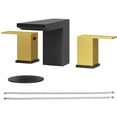 thumbnail image 1 of Bathroom Faucet 3 Holes Two Handles Vanity Widespread 8 Inch Bathroom Sink Faucet, Waterfall Bathroom Sink Faucet with cUPC Supply Hoses, Pop Up Drain, Stainless Steel, Matte Black with Gold, 1 of 15