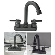 Bathroom Faucet 4inch 2 Handles Centerset Suit for 2 or 3 Mounting Holes, Lavatory Hot and Cold Mixer Tap, Mattle Black