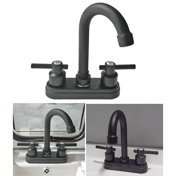 Bathroom Faucet 4inch 2 Handles Centerset Suit for 2 or 3 Mounting Holes, Lavatory Hot and Cold Mixer Tap, Mattle Black