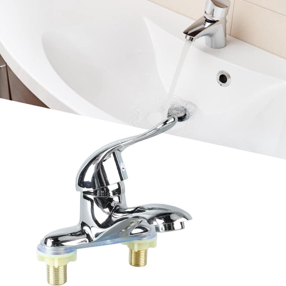 Bathroom Faucet Alloy 2 Hole Handle Mixer Tap for Hot and Cold Water in Wash Basin Replacement for Home and Hotel Use, 15.5cm, Silver