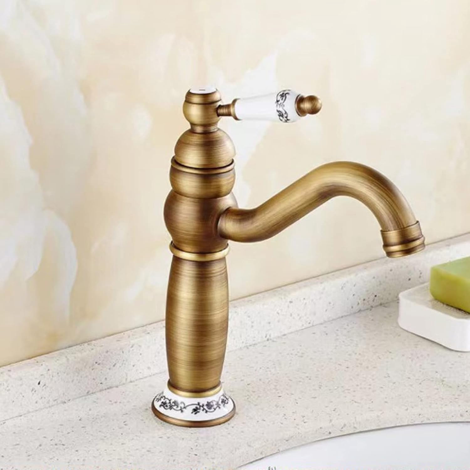 Bathroom Faucet Antique Brass, 360° Swivel Bathroom Vanity Faucet, Cold ...