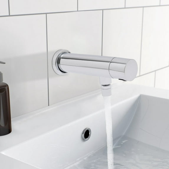 Bathroom Faucet Automatic Sensor Smart Touchless Wall Mounted Mixer Taps Silver