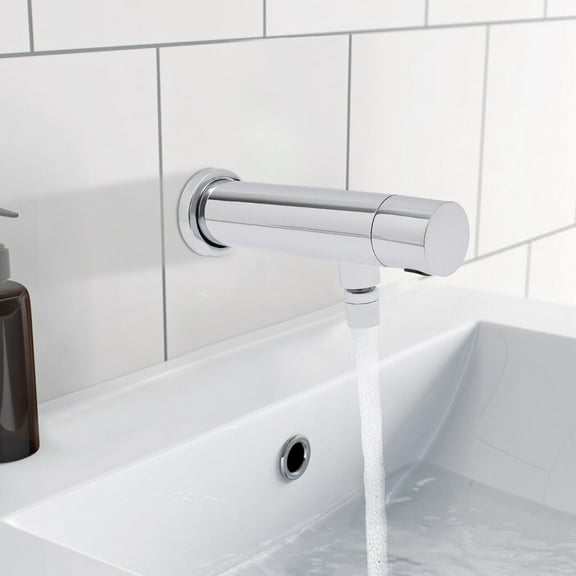 Bathroom Faucet Automatic Sensor Smart Touchless Wall Mounted Mixer Taps Silver