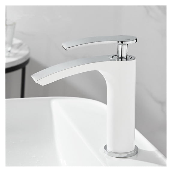 Bathroom Faucet Brass Gold Black Bathroom Basin Faucet Cold And Hot Water Mixer Sink Tap Deck Mounted White Gold Tap ,360° Swivel Spout