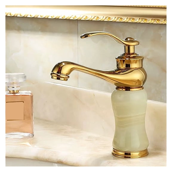 Bathroom Faucet Brass and Jade faucet Bathroom Basin faucet Sink Mixer Tap Gold Sink Faucet Bath Basin Sink Faucet ,Easy to Operate