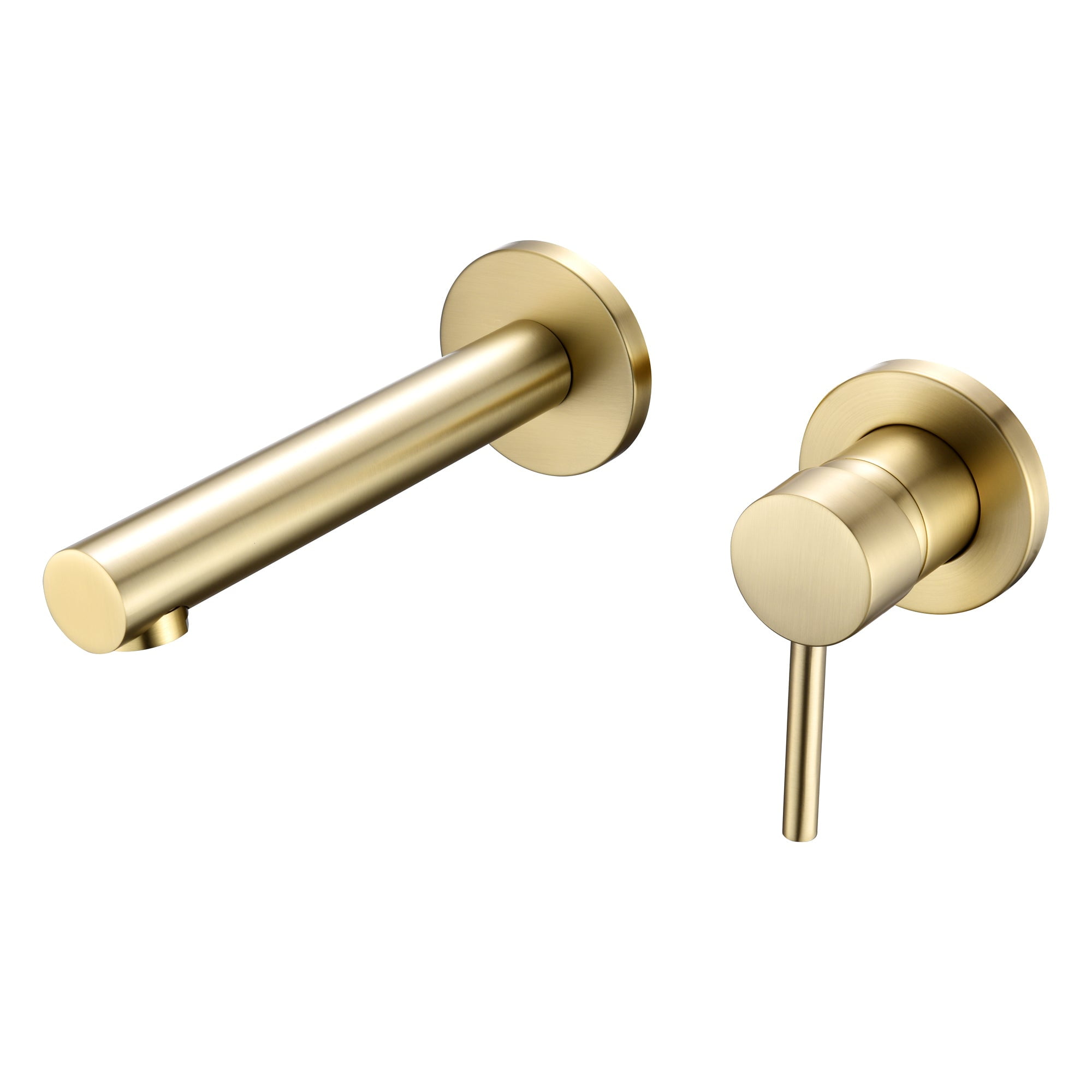 Brushed Gold Brass Wall-Mounted Single Handle Bathroom Faucet