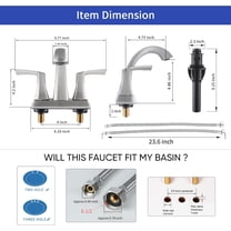 Bathroom Faucet Brushed Nickel, 2 Handles Low Arc Bathroom Sink Faucets, 4 Inch Centerset Bath Lavatory Faucets with Pop-up Drain & Faucet Supply Lines (BN)