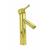 Bathroom Faucet Gold PVD Brass Round Single Hole Two Handles 10in Tall 5in Spout to Counter | Renovator's Supply