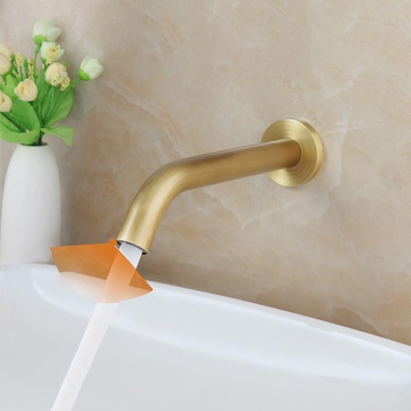 Bathroom Faucet Gold Wall Mount Sensor Faucet Automatic Hands Free Touch Sensor Bathroom Sink Tap Faucet Hot Cold Mixer