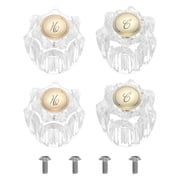 Uxcell Bathroom Faucet Knobs Replacement, 4Pcs Acrylic Hot and Cold Knob Handle Kit Clear