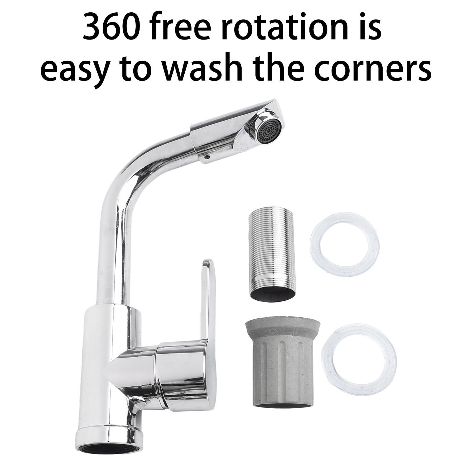 Bathroom Faucet Polished Chrome Plated Swivel Basin Sink Cold Hot Mixer Tap