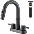 thumbnail image 1 of Bathroom Faucet with Pull Down Sprayer 3 Holes, Matte Black 4 inch 2 Handles Centerset Laundry Bar Basin Pull Out Bathroom Sink Faucet with Pop-Up Drain, 1 of 13