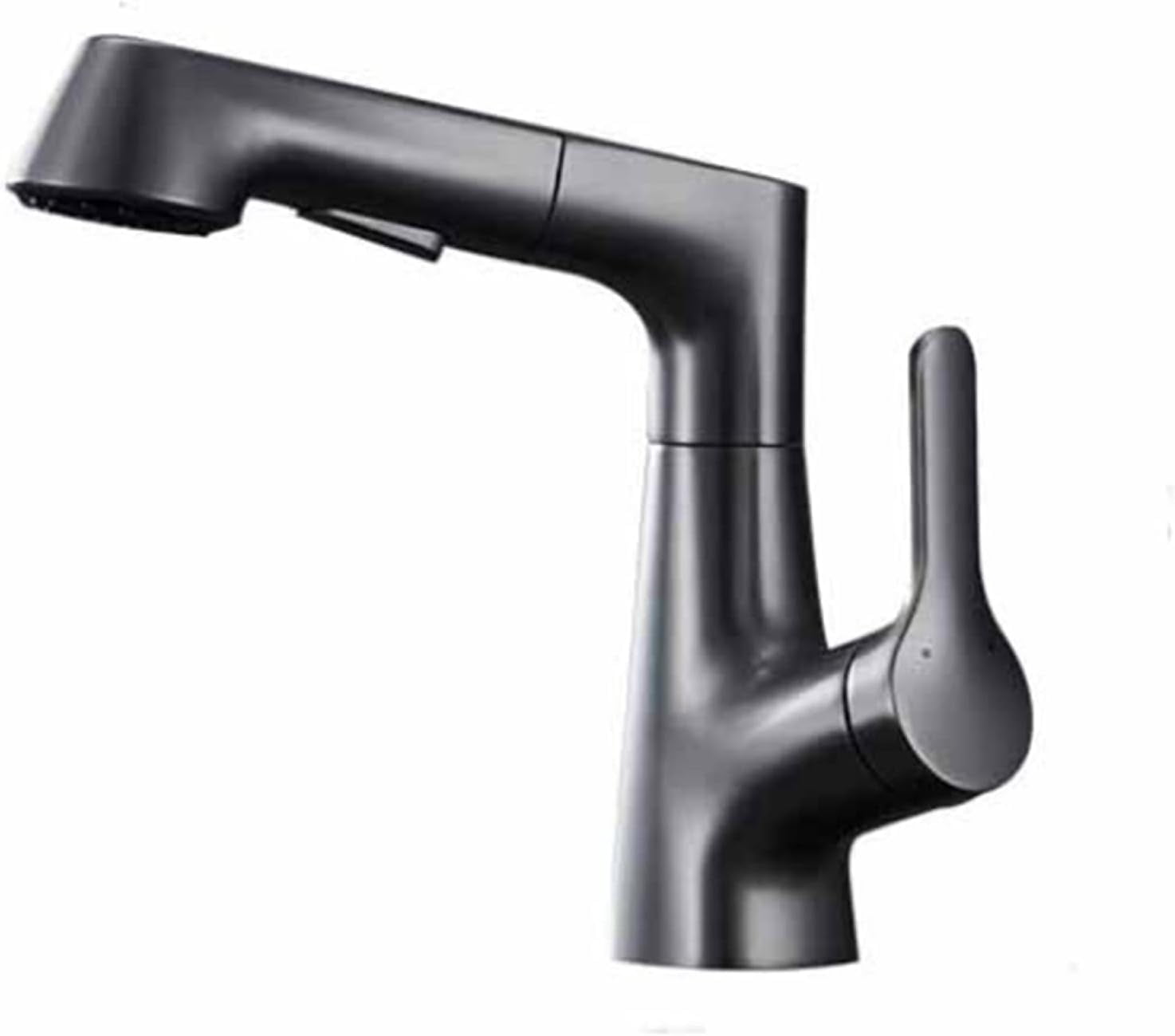 Bathroom Faucet with Pull Out Sprayer, 360° Rotation 2 Modes Faucets for Bathroom, Single Hole Faucet for Bathroom Sink Brass, Bathroom Faucet Single Handle,Black