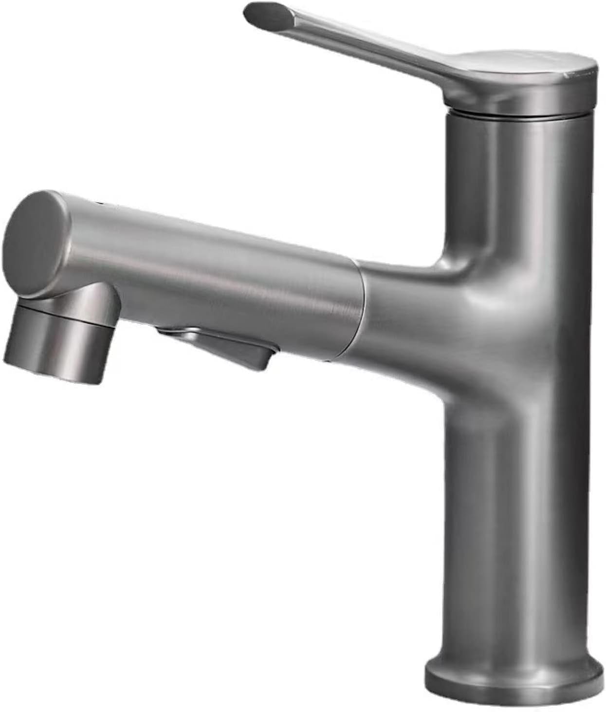 Bathroom Faucet with Pull Out Sprayer,Brass Bathroom Sink Faucet,3 Modes Bathroom Pull Out Faucet,Bathroom Faucet Single Handle,Basin Faucet for Hot and Cold Water,Gun Gray