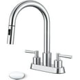 thumbnail image 1 of Bathroom Faucet with Pull Out Sprayer, Chrome Bathroom Faucet 3 Holes, 2 Handle Bathroom Sink Faucet with 360 Degree Swivel Spout, Pop Up Drain Assembly Included, 1 of 10