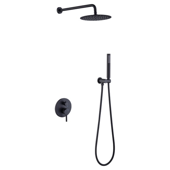 Bathroom Faucet Shower System Shower Faucet Combo Set Wall Mounted with 10" Rainfall Shower Head and handheld shower faucet, Matte Black Finish with Brass Valve Rough-In