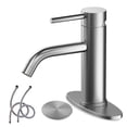 thumbnail image 1 of Bathroom Faucet, Silver Bathroom Faucet Single Handle Bathroom Faucet Modern Single Hole Faucet Bathroom with Pop-up Sink Drain Stopper & Deck Plate 1 or 3 Hole Bathroom Faucet(Brushed Silver), 1 of 6