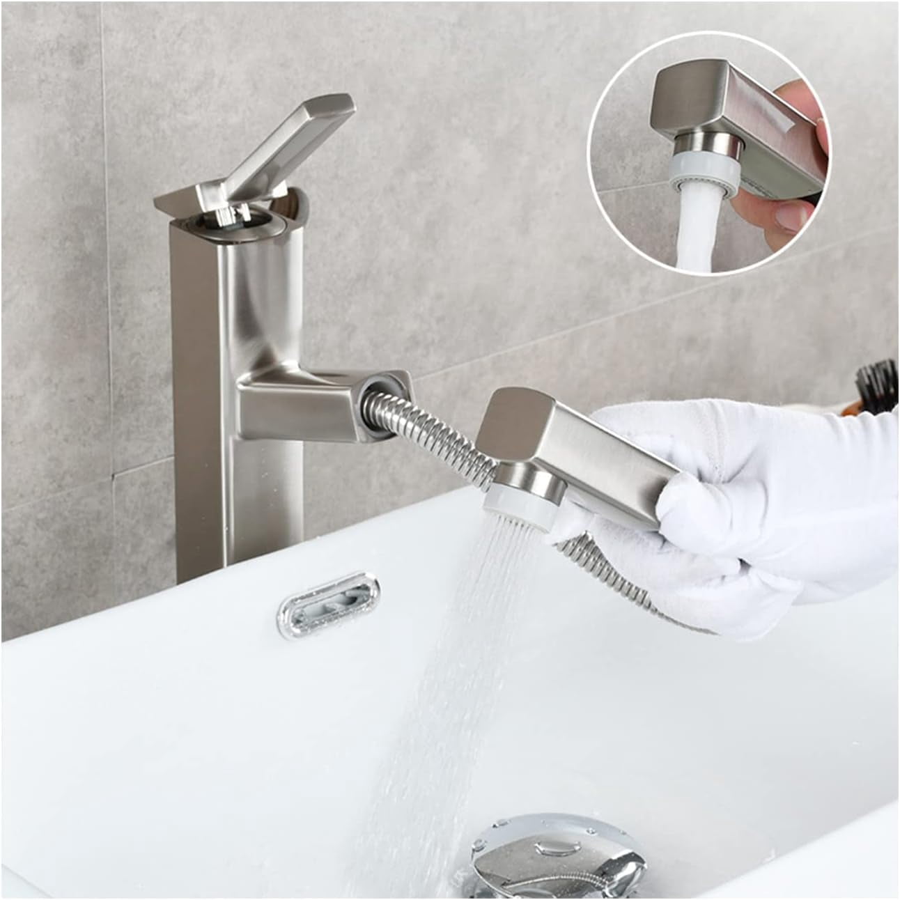 Bathroom Faucet Single Handle Bathroom Sink Faucet for Hot and Cold Water with Pull Out Basin Mixer Tap Brass Lavatory Faucet Black high