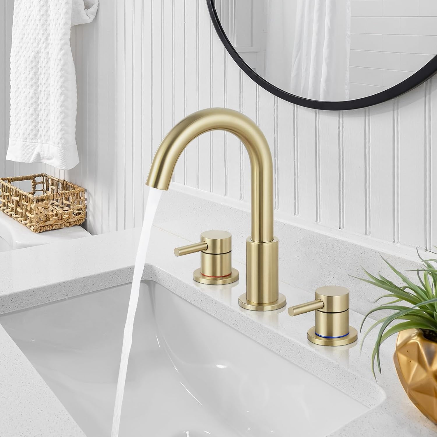 CREA Widespread Bathroom Faucet 3 Hole Chrome 8 Inch 2 Handle Faucet With Pop Up Drain 4 In Sink Faucets For Vanity Lavatory Basin Restroom Bath-541563