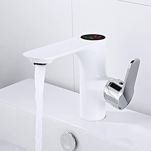 Bathroom Faucet Temperature Sensitive Sink Taps Deck Mount Hot Cold Mixer Temperature Intelligent Digital Display Water Tap