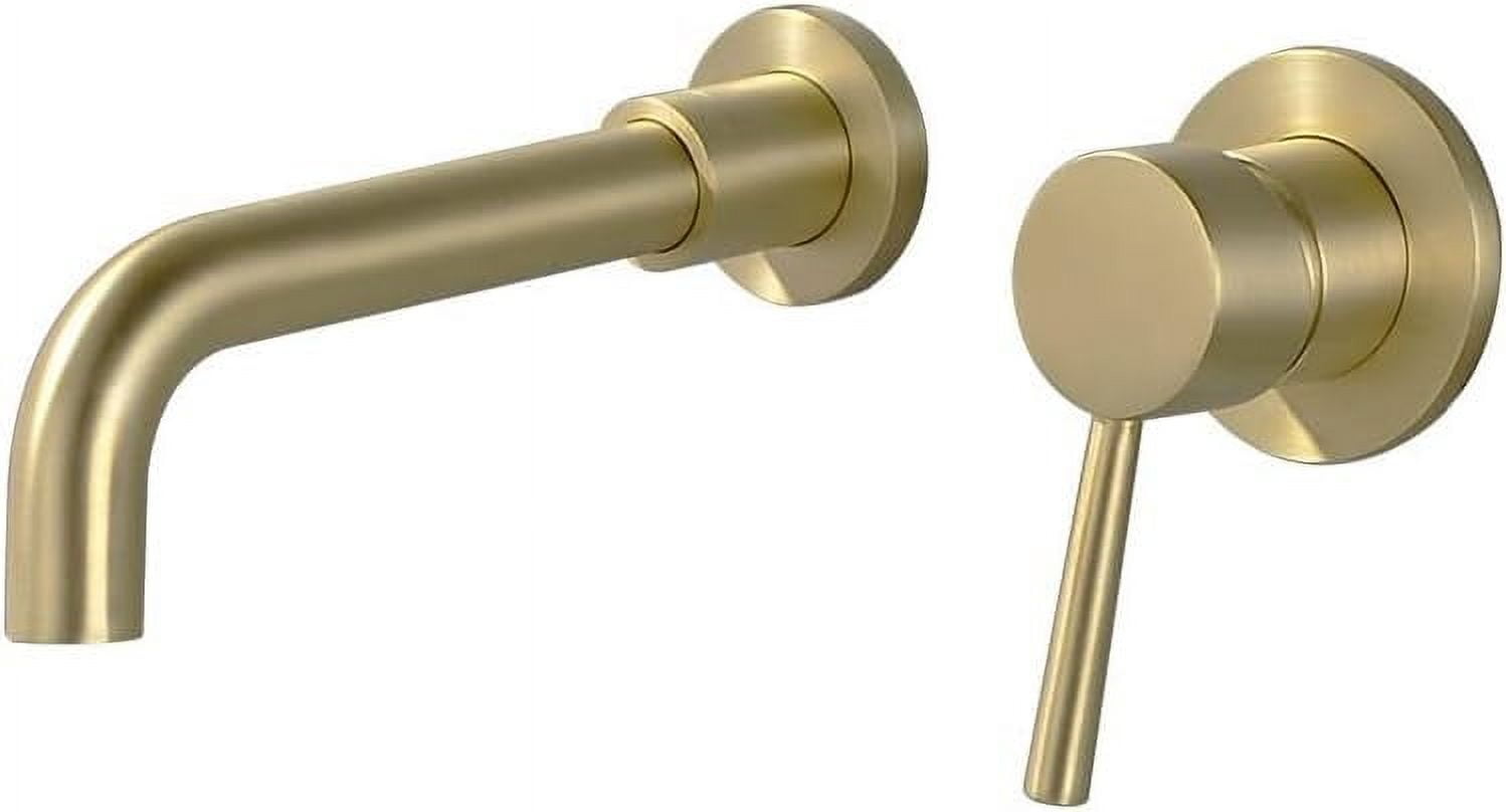 Bathroom Faucet Wall Mount Brushed Gold,Single Handle Wall Mounted Bathroom Sink Faucet,Hot and Cold Sink Mixer Tap Faucet