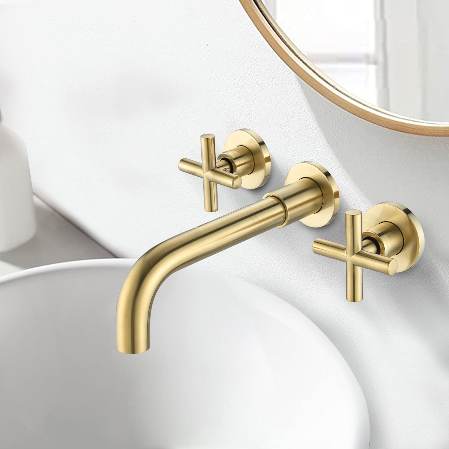Bathroom Faucet Wall Mounted Bathroom Sink Faucet,Gold Brass Bath Faucets  Bathroom Sink Faucets - Walmart.com, image size:1500x1500