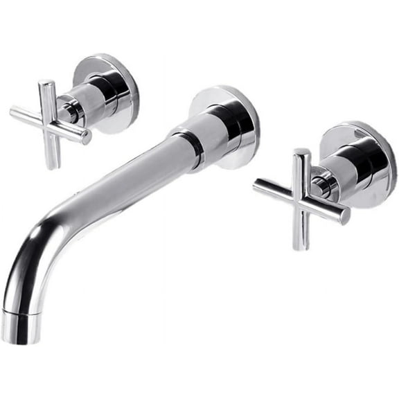 Bathroom Faucet Wall Mounted, Solid Brass Bathroom Faucets, 360 Degree Rotating Nozzle, Cross Handles, Wall-Mounted Bathroom Sink Faucet, Gold