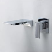 Bathroom Faucet Waterfall Bathroom Sink Faucet Brass Single Basin Mixer Tap Handle 2 Hole Basin Tap Wall Mounted Lavatory Faucet,Chrome