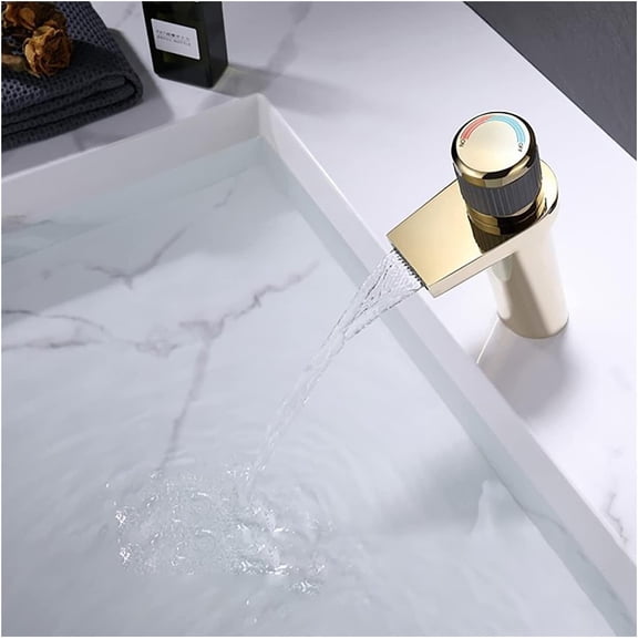 Bathroom Faucet Waterfall Bathroom Sink Faucet Single Handle Single Hole Vessel Sink Faucet Brass Basin Mixer Tap Hot and Cold Water Lavatory Faucet Deck Mount Basin Faucet,Chrome