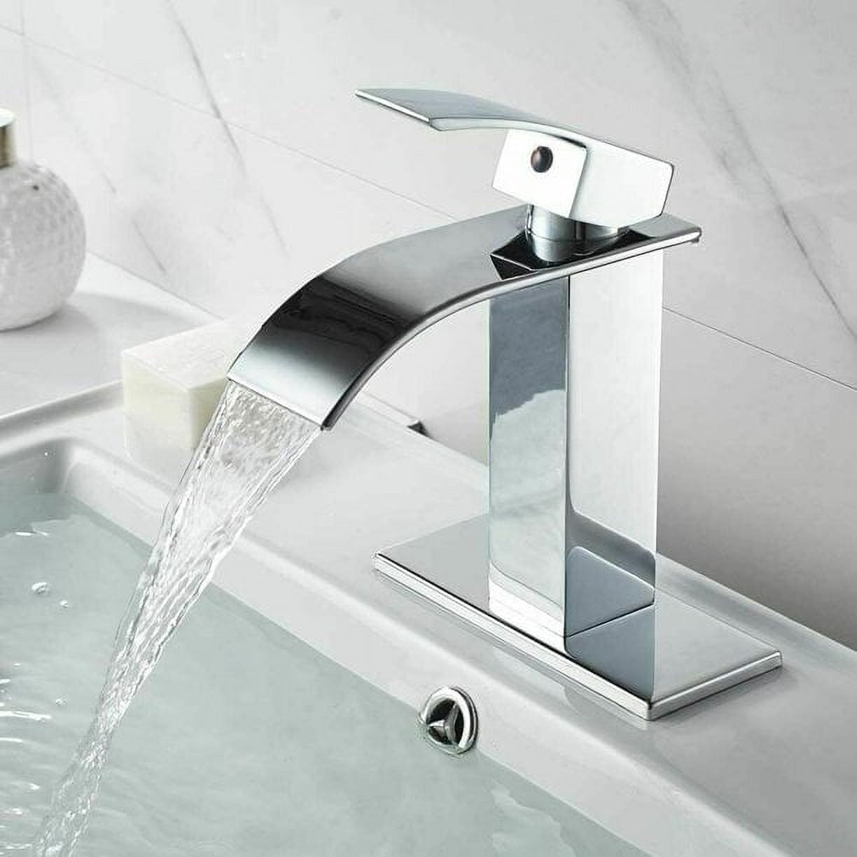 Bathroom Faucet Waterfall Single Handle/Hole Bathroom Sink Faucet 6“ Cover