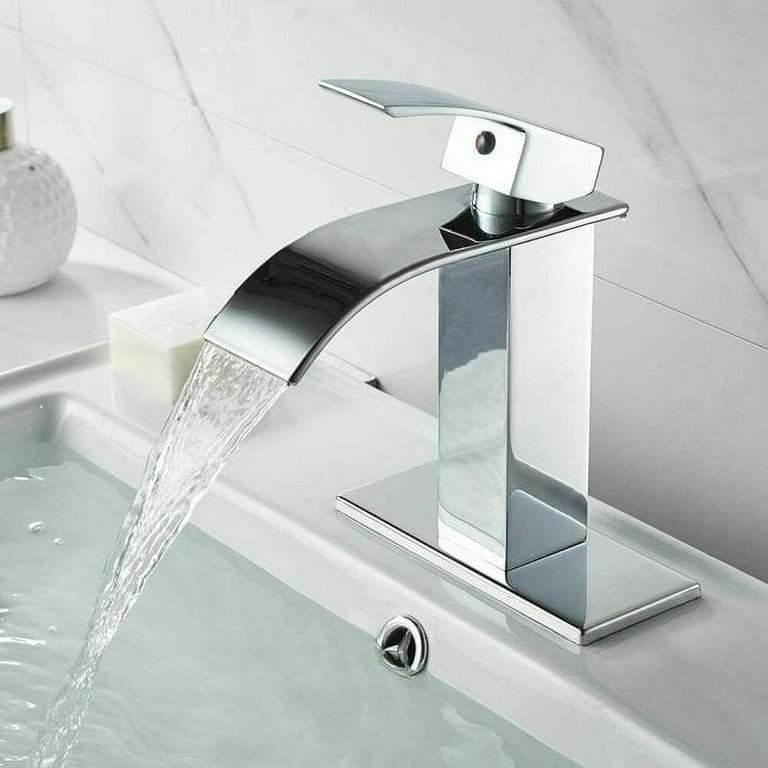 Bathroom Waterfall Sink Faucet Single Handle Modern Commercial Design Solid  Brass
