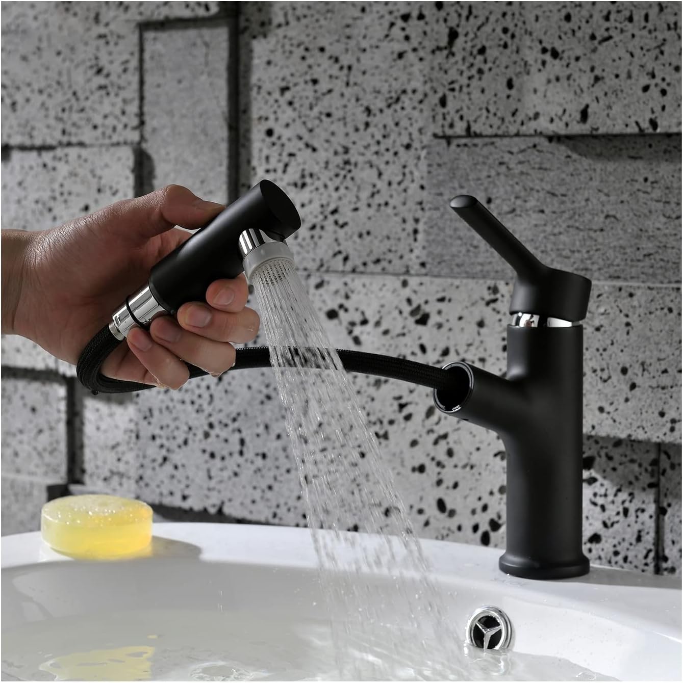 Bathroom Faucet With pullout Sprinkler, Brass Bathroom Sink Faucet