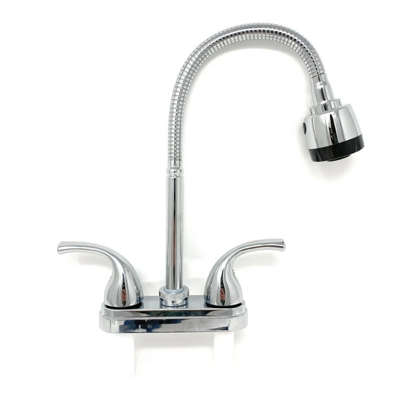 Bathroom Faucet with Flexible Spout for Office RV Motorhome, Plastic Body Chrome Finish 4" Center by MADOL