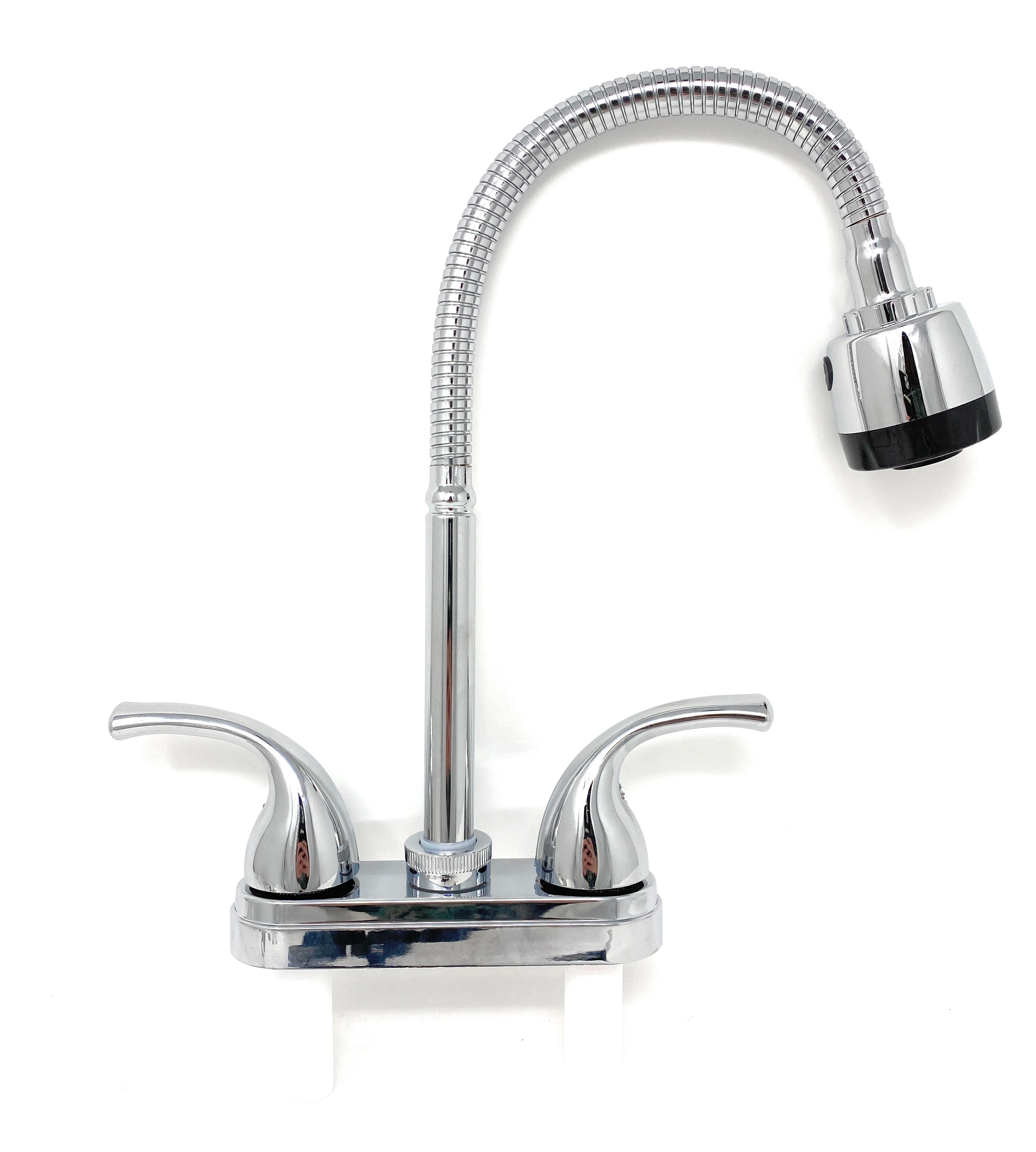 Bathroom Faucet with Flexible Spout for Office RV Motorhome, Plastic Body Chrome Finish 4" Center by MADOL