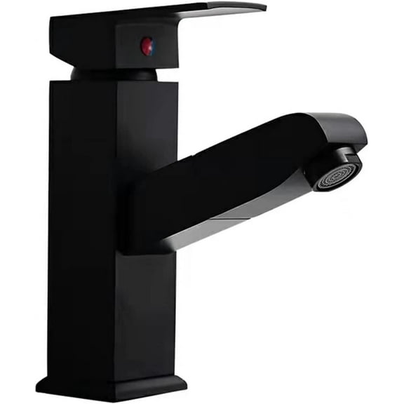 Bathroom Faucet with Pull Out Sprayer Single Mode hot and Cold Copper Single Handle Multi-Function Retractable Single Hole Basin Mixer Tap,Paint
