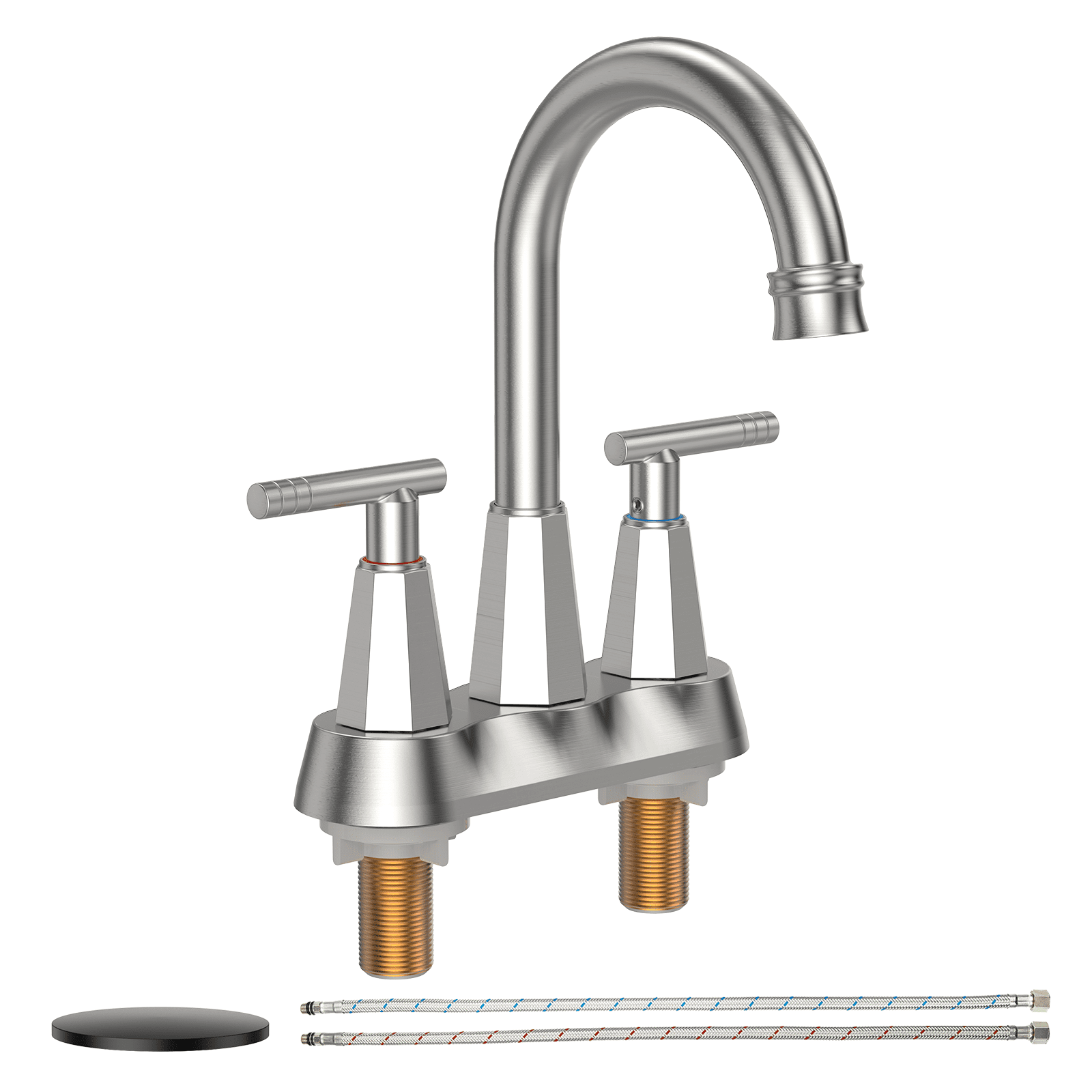 Bathroom Faucets, 4 inch Centerset Brushed Nickel Bathroom Sink Faucet ...