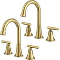 thumbnail image 1 of Bathroom Faucets for Sink 3 Hole,  Brushed Gold Bathroom Sink Faucet with Pop-up Drain and Supply Lines, Stainless Steel Lead-Free Widespread Faucet for Vanity RV, 2 Pack, 1 of 13