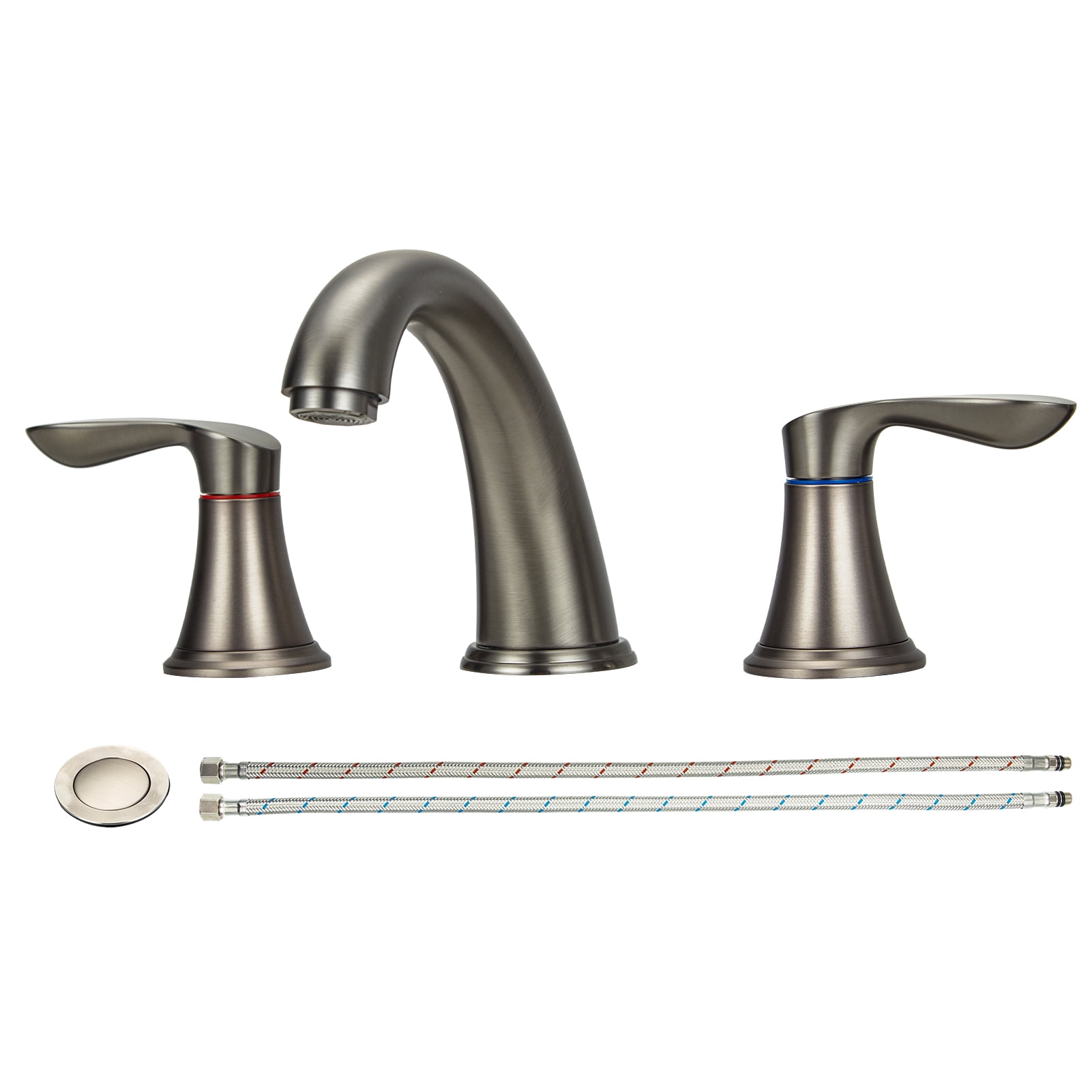 Bathroom Faucets for Sink 3 Hole, Faucet for Bathroom Sink, Widespread Bathroom Sink Faucet with Pop-up Drain and Supply Lines, for Bathroom Sink Vanity RV Farmhouse Sink