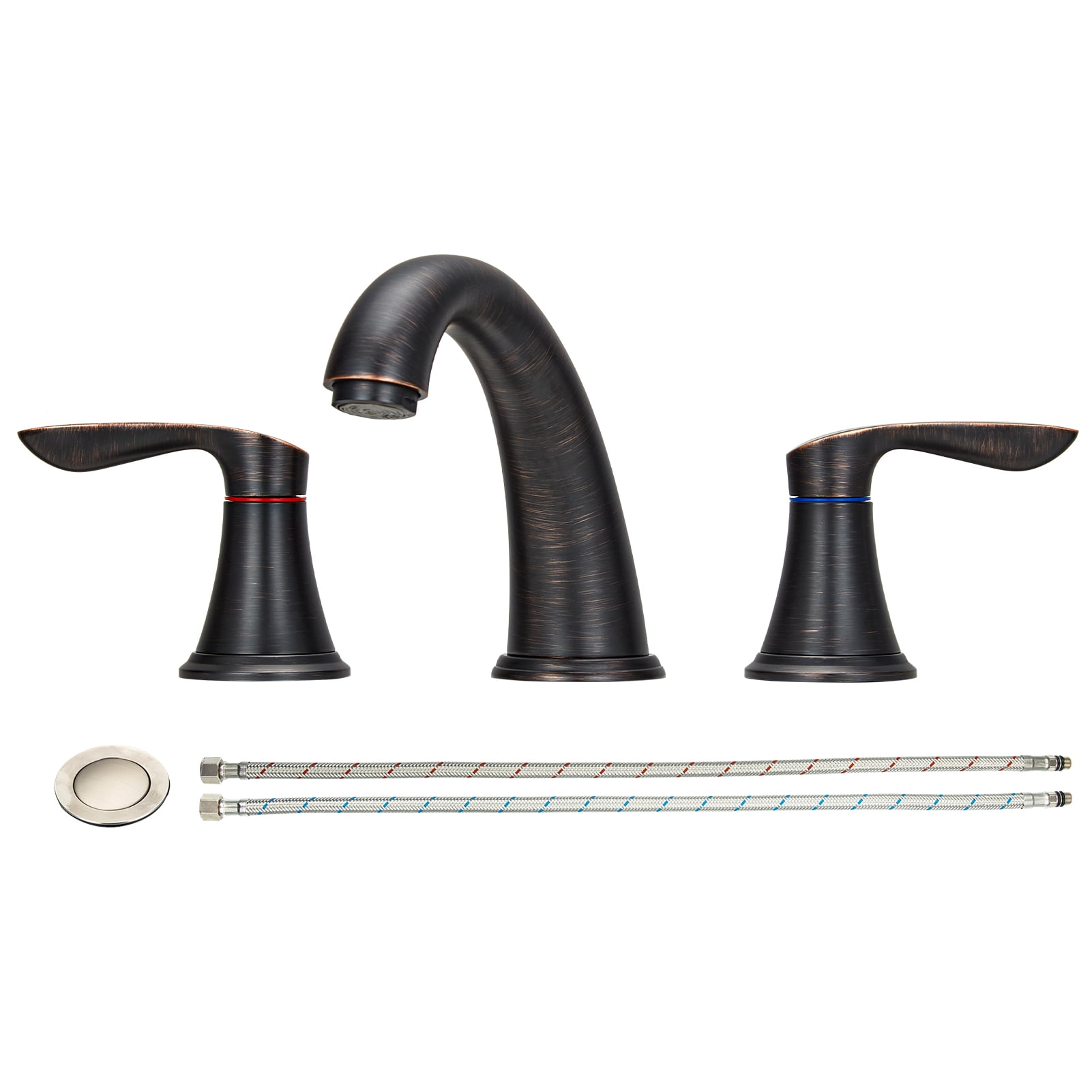 Bathroom Faucets for Sink 3 Hole, Faucet for Bathroom Sink, Widespread Bathroom Sink Faucet with Pop-up Drain and Supply Lines, for Bathroom Sink Vanity RV Farmhouse Sink