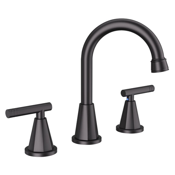 Bathroom Faucets for Sink 3 Hole, Matte Black Bathroom Sink Faucet with Pop-up Drain & 27" Pre-Assembled Supply Lines, Stainless Steel Lead-Free Widespread Faucet for Vanity RV Farmhouse Sink