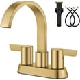 thumbnail image 1 of Bathroom Faucets for Sink 3 Hole,4 Inch Centerset Waterfall Faucet 2 Handle for Bathroom Sink with Pop-Up Drain and Supply Lines Brushed Gold, 1 of 9