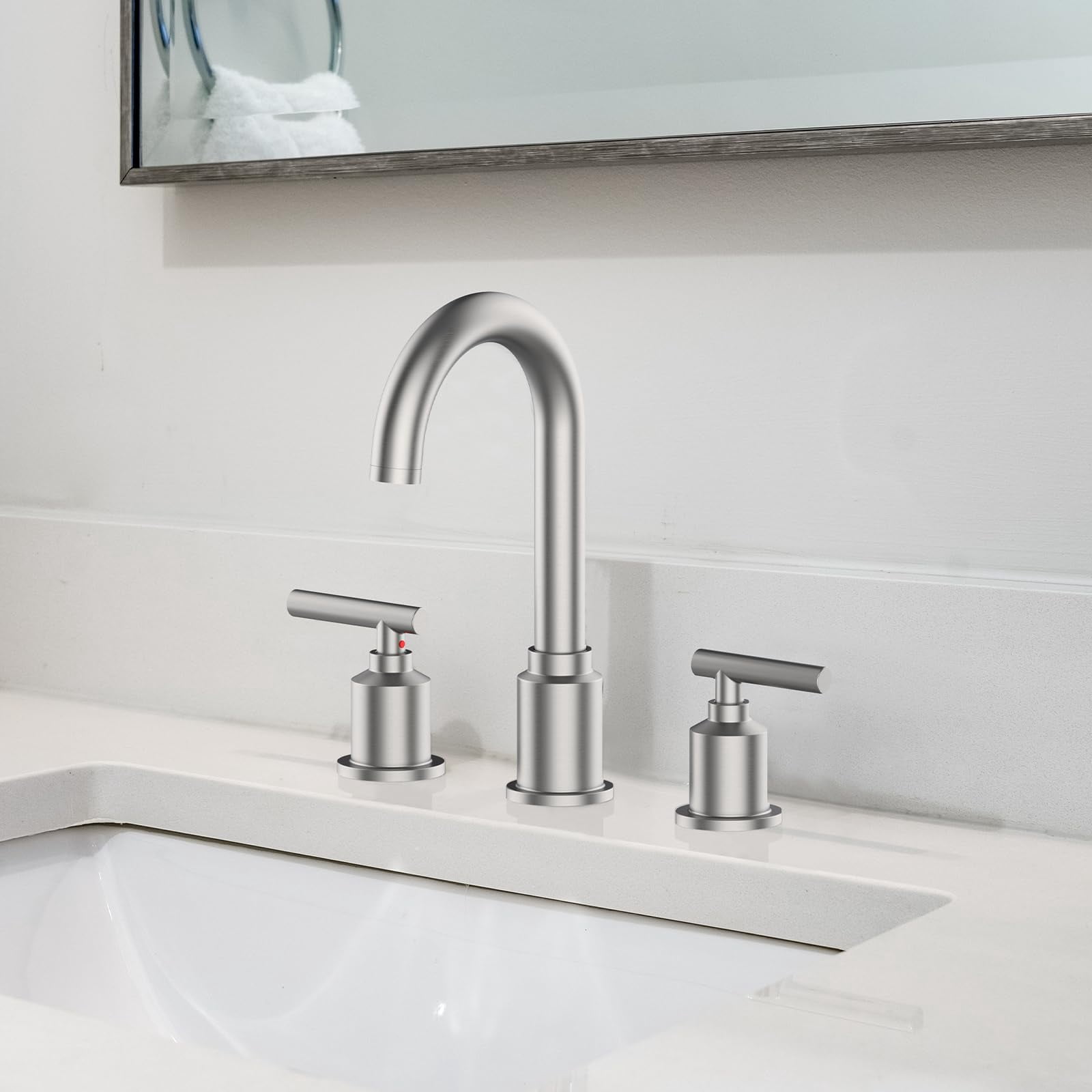 Bathroom Faucets for Sink 3 Hole, 8 Inch Bathroom Sink Faucet with Pop-up Drain and Supply Lines, Widespread Faucet for Vanity RV Farmhouse