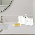 thumbnail image 1 of Bathroom Five-Piece Set, Toothbrush Cup Organizer with Tray, Soap Bottle, Soap Box and Mouthwash Cup, Plastic Vanity Accessories for Home and Hotel Use, 1 of 6