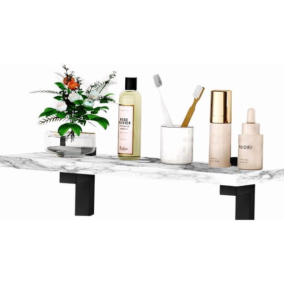 Bathroom Floating Shelves, Marble Stone Wall Mount 25 Pounds, Grey