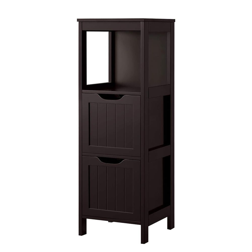 Bathroom Floor Cabinet with 2 Drawers and Adjustable Shelf, Wooden ...