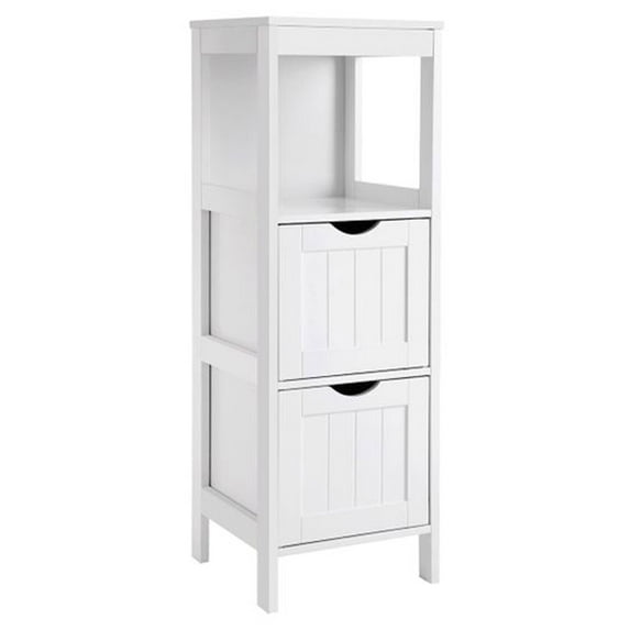 Floor Cabinet, Corner Storage Unit, 2 Drawers, Multifunctional Organizer, 35 Inches Height,White